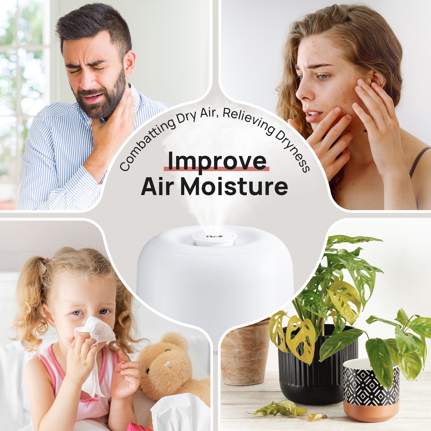 Clarston 2L Cool Mist Humidifier for Bedroom with 360° Adjustable Nozzle