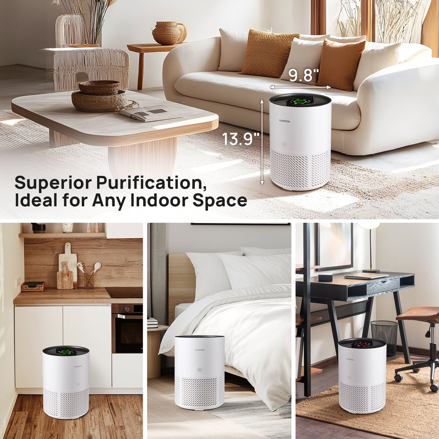 Clarston Air Purifier for Home Lagre Room Up to 1950 Sq Ft Coverage with Air Quality Sensors