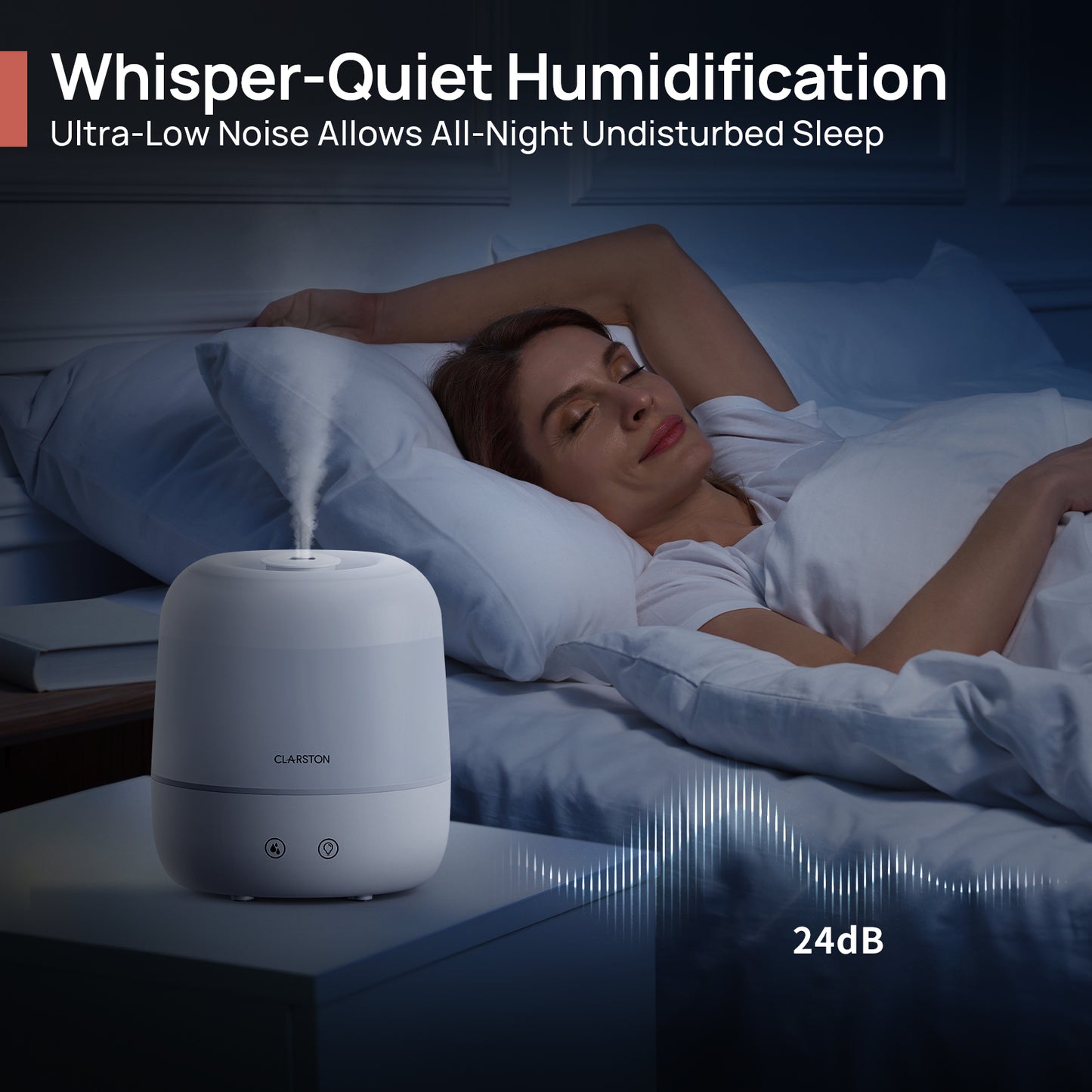 Clarston 2L Cool Mist Humidifier for Bedroom with 360° Adjustable Nozzle