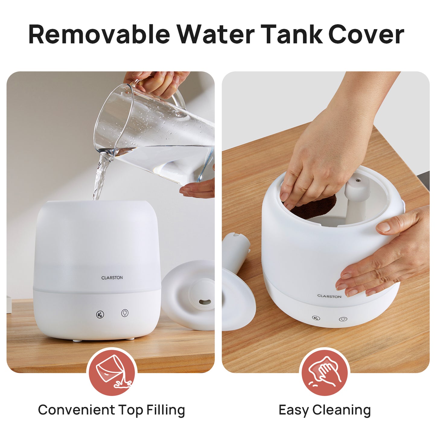 Clarston 2L Cool Mist Humidifier for Bedroom with 360° Adjustable Nozzle