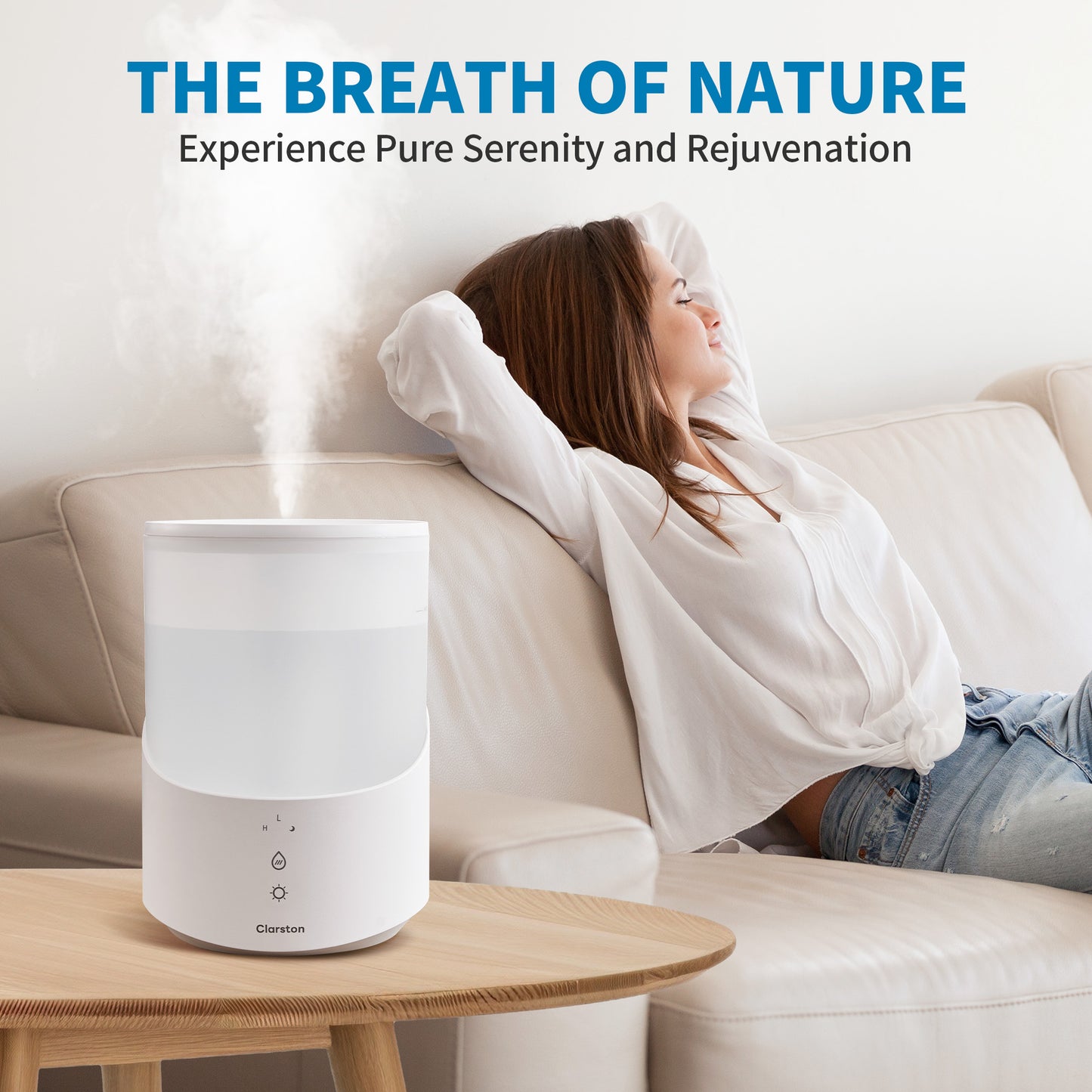 Clarston 2.5 L Cool Mist Humidifiers for Home, Auto Shut-off, 25H Runtime