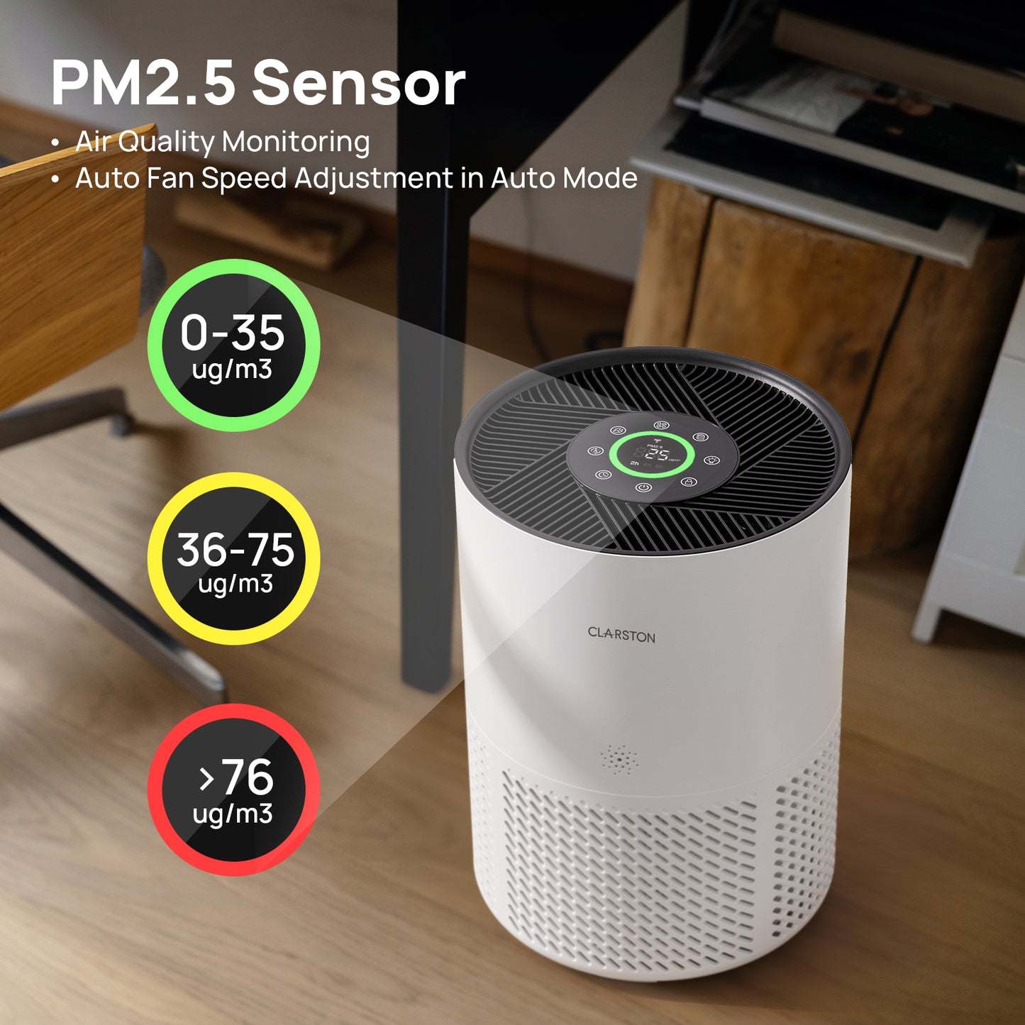 Clarston Air Purifier for Home Lagre Room Up to 1950 Sq Ft Coverage with Air Quality Sensors