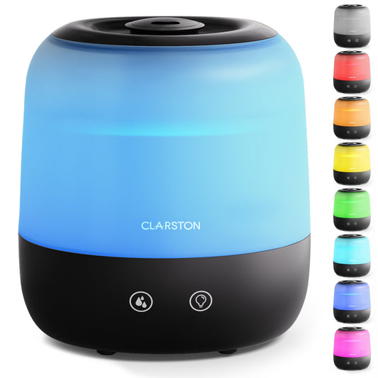 Clarston 2L Top Fill Humidifiers for Bedroom, 7-Color Light, Black