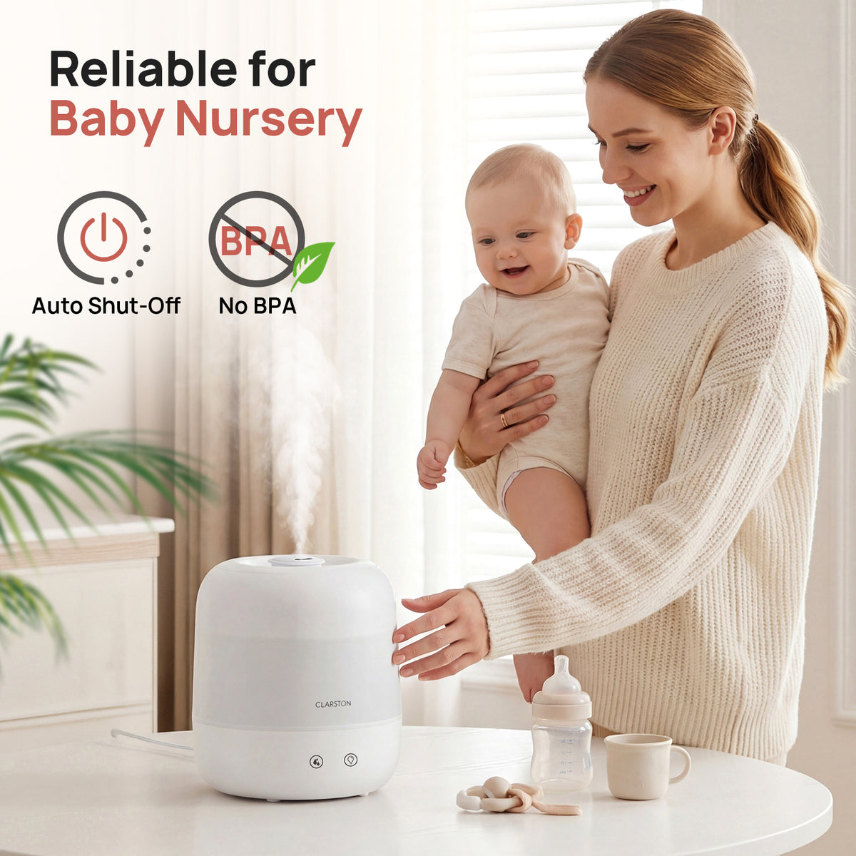 Clarston 2L Cool Mist Humidifier, 24dB Quiet Sleep 25H Runtime
